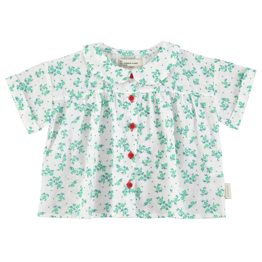 Chemise Fleurie Coton Bio Blanc Piupiuchick
