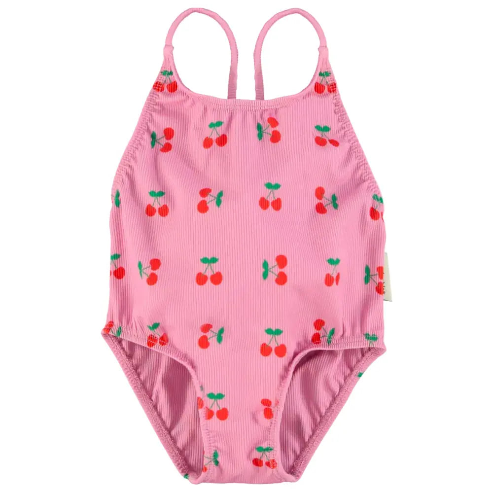 Maillot de Bain Côtelé Cerises Rose Piupiuchick