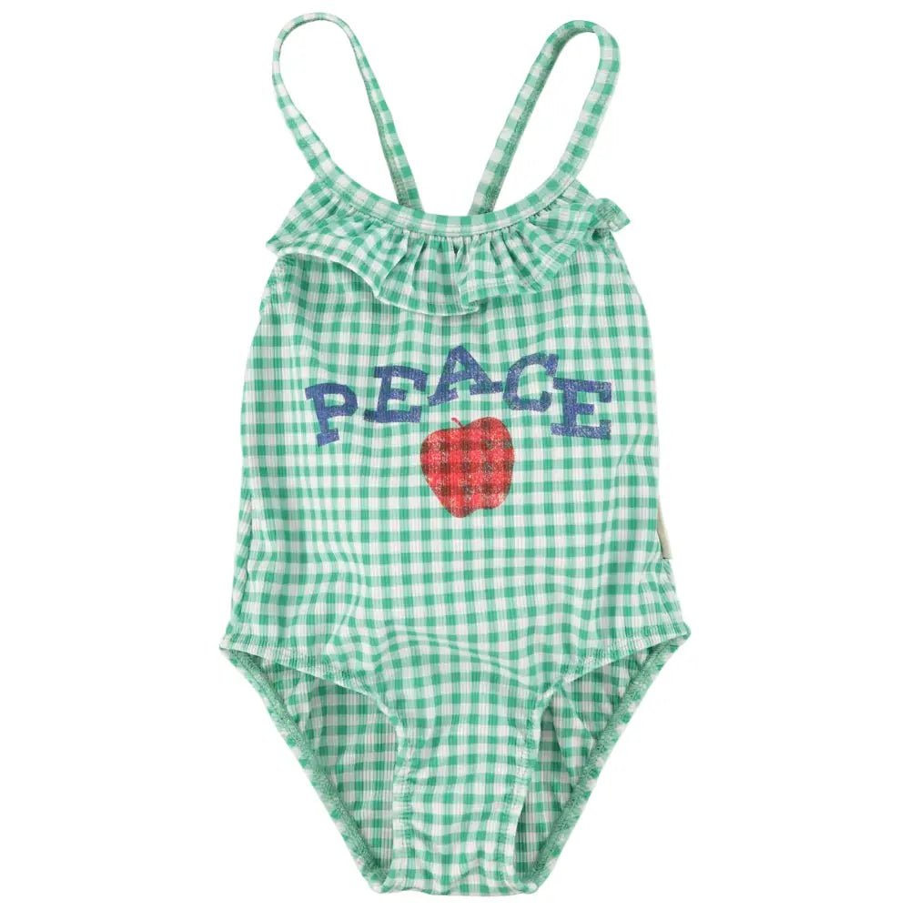 Maillot de Bain à Carreaux Peace Vert Piupiuchick