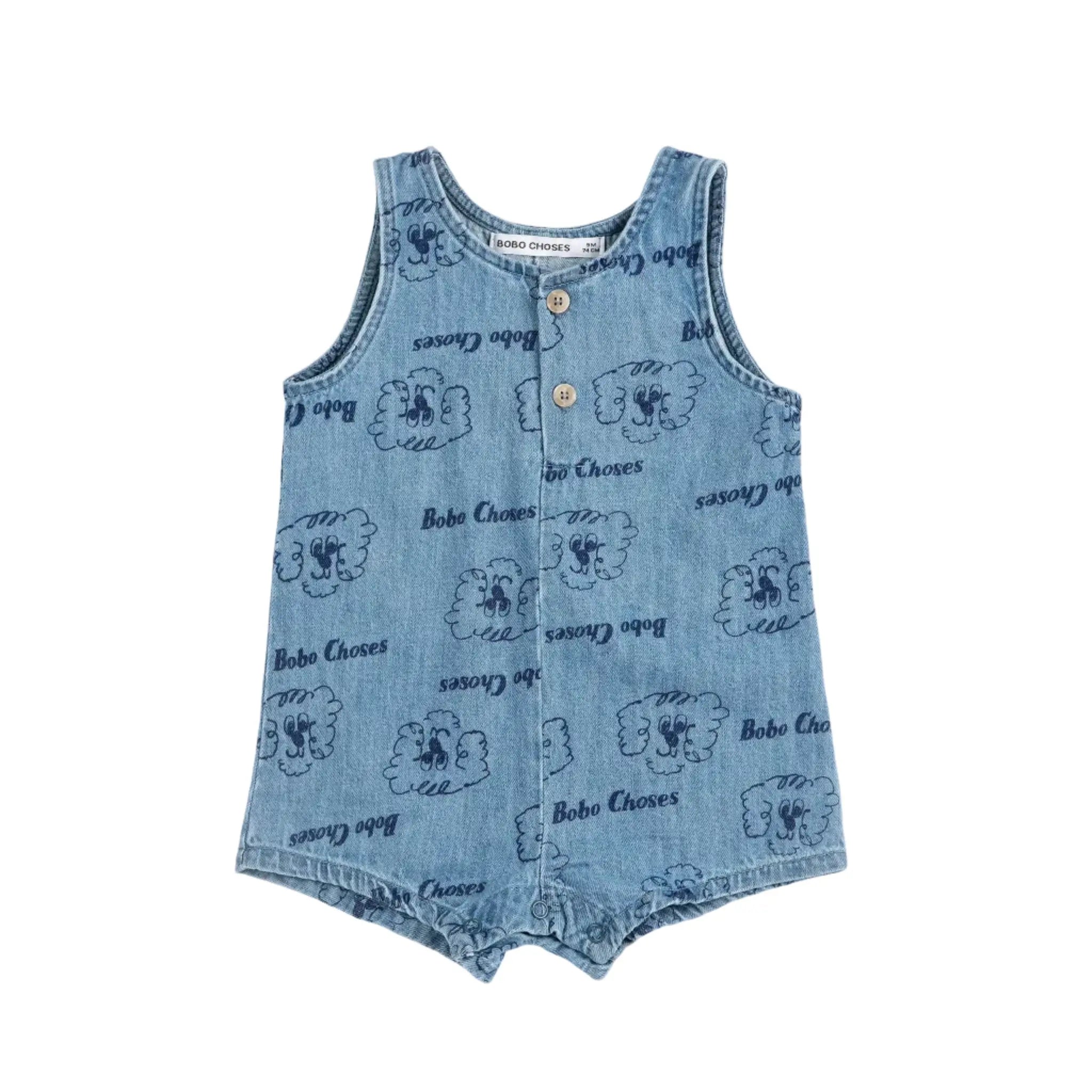Pickles The Dog All Over Denim Playsuit Bobo Choses