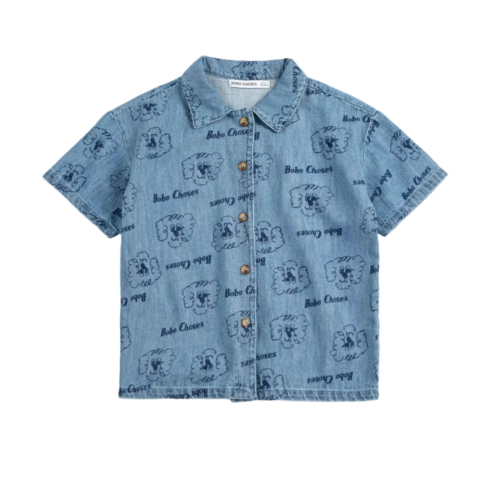 Pickles The Dog All Over Denim Shirt Bobo Choses