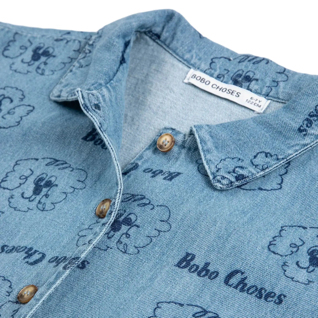 Pickles The Dog All Over Denim Shirt Bobo Choses