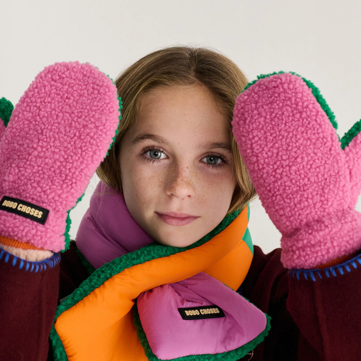 Mittens Color Block Rose Bobo Choses