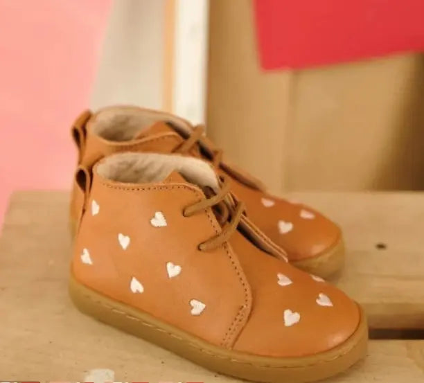 Bottines Raoul Brodée Coeurs Camel Lazare Kids