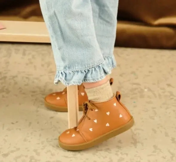 Bottines Raoul Brodée Coeurs Camel Lazare Kids