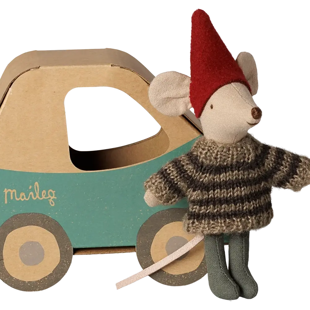 Souris de Noël Petit Frère Voiture Maileg