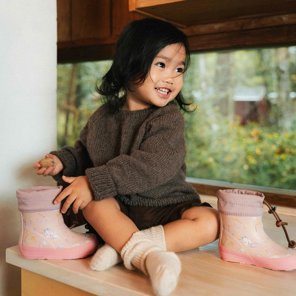 Bottes Barefoot Thermo Licorne Rose Bisgaard
