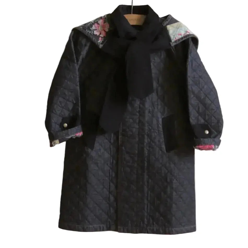 Trench denim noir matelassé Bonjour