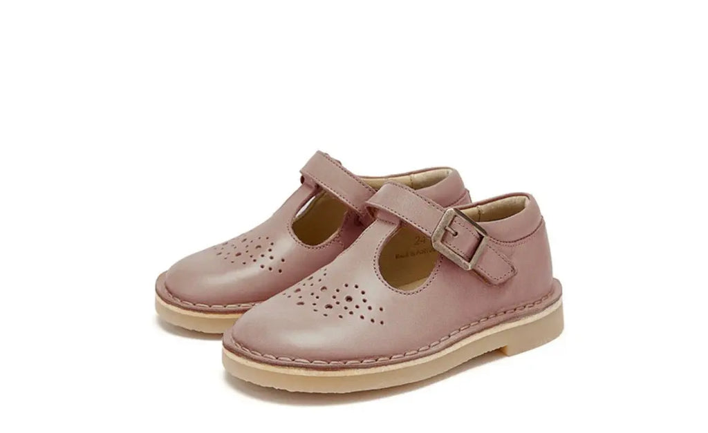 Chaussures Penny T-bar pour enfant en cuir rose Youngsoles