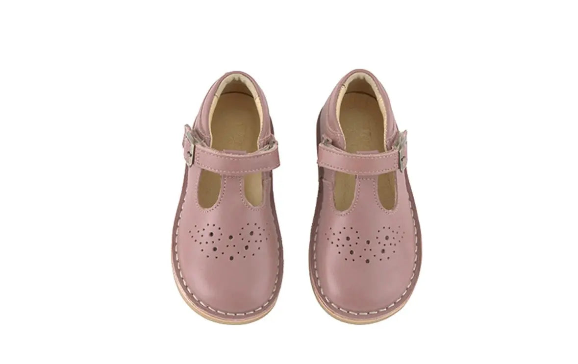 Chaussures Penny T-bar pour enfant en cuir rose Youngsoles