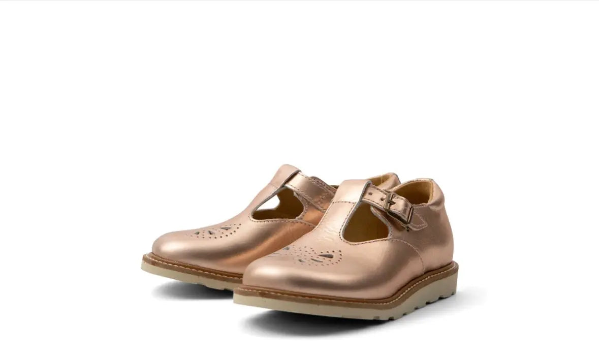 Chaussures Rosie T-bar pour enfant en cuir rose gold Youngsoles