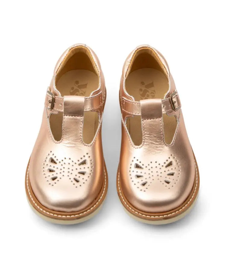 Chaussures Rosie T-bar pour enfant en cuir rose gold Youngsoles