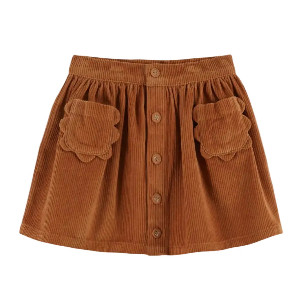 Jupe Velours Poches Fleurs Caramel Emile et Ida