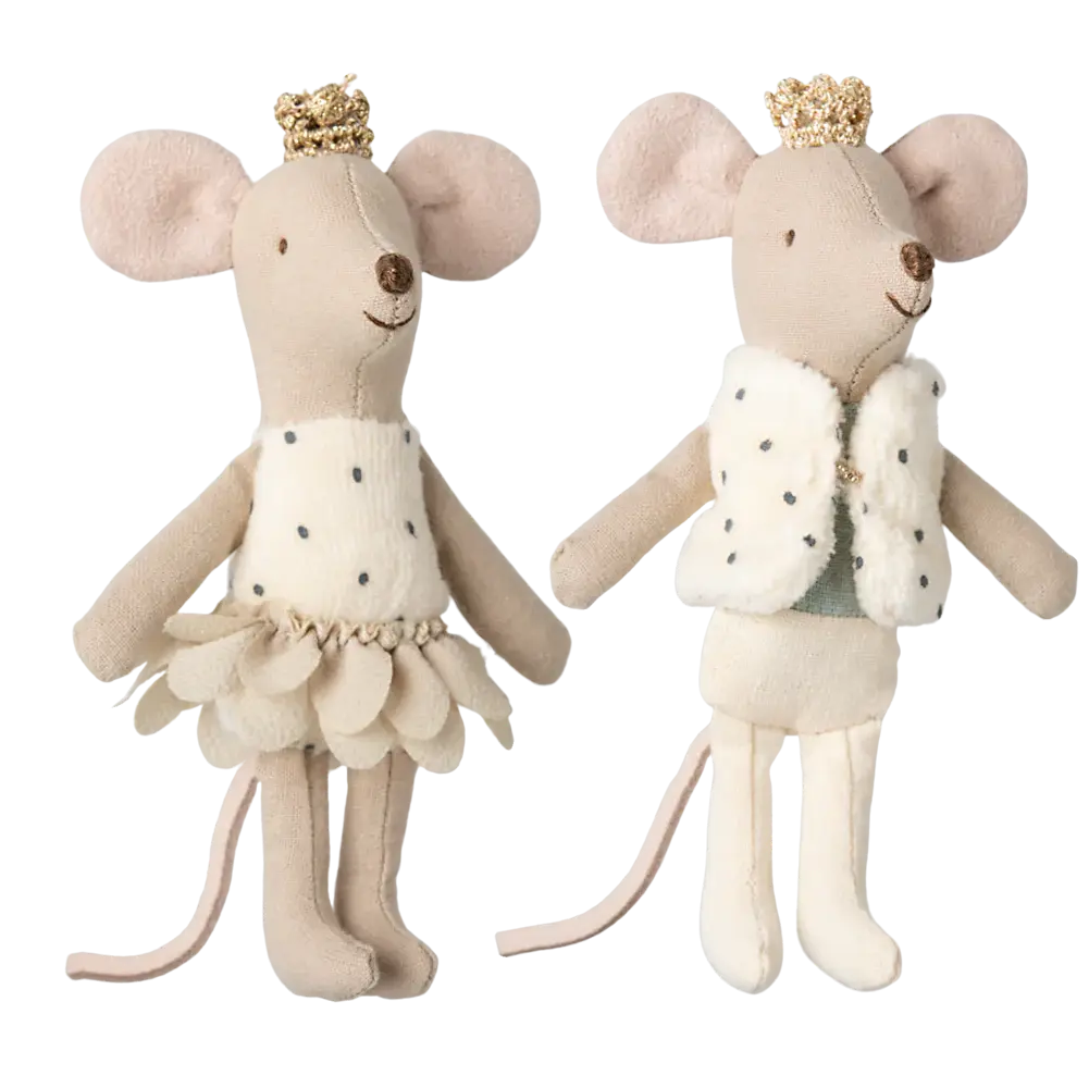 Jumeaux Royaux petit(e) soeur et frère Souris dans leur boîte assortie Maileg