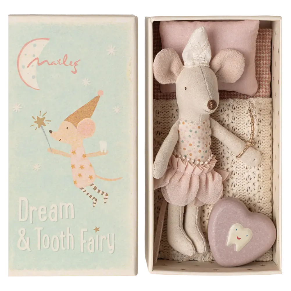 Souris Fée des Dents Petite Soeur dans sa boîte assortie Maileg