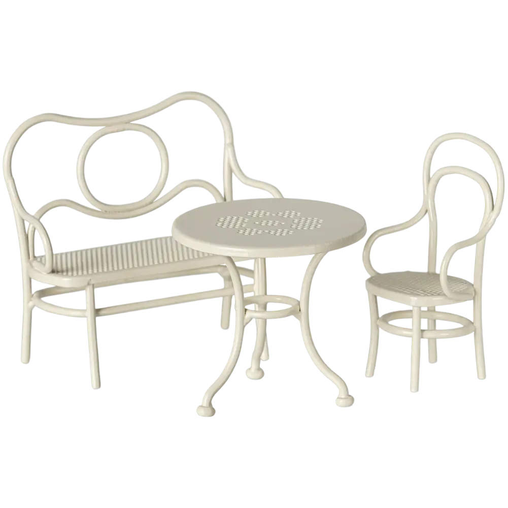 Table Banc et Chaises Souris Blanc Cassé Maileg