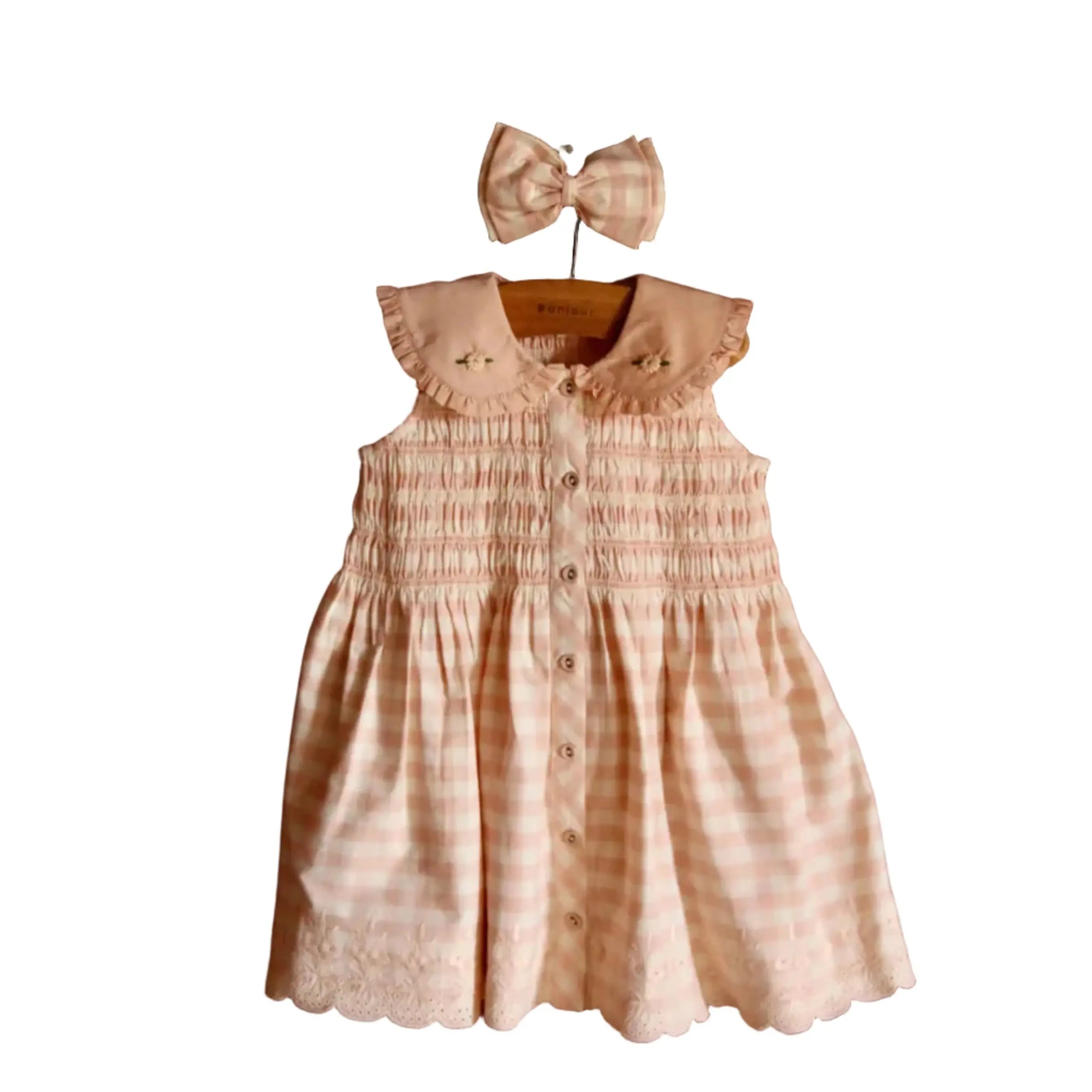 Tunique Pink Vichy + Barrette Bonjour