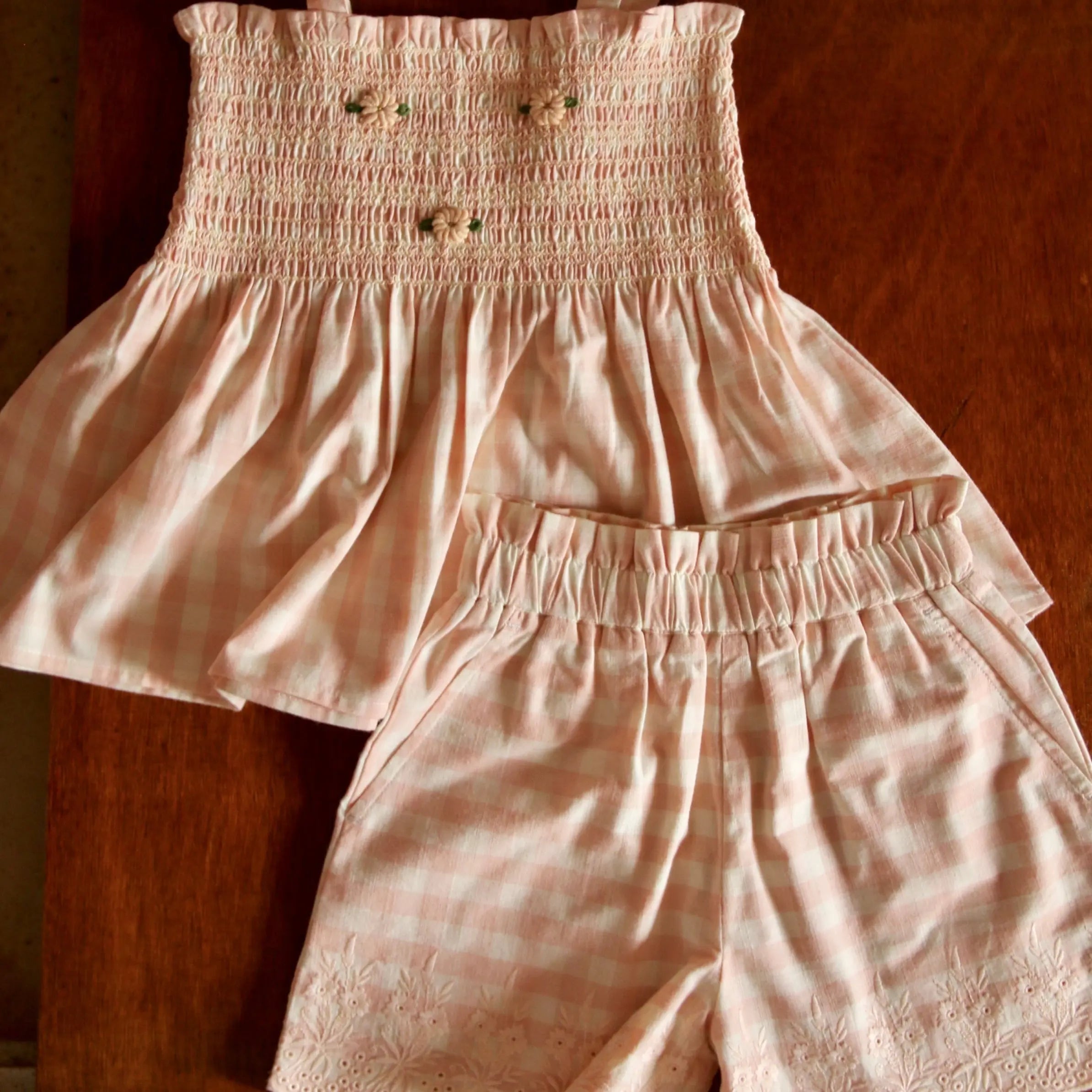 Short et Top Pink Vichy Bonjour