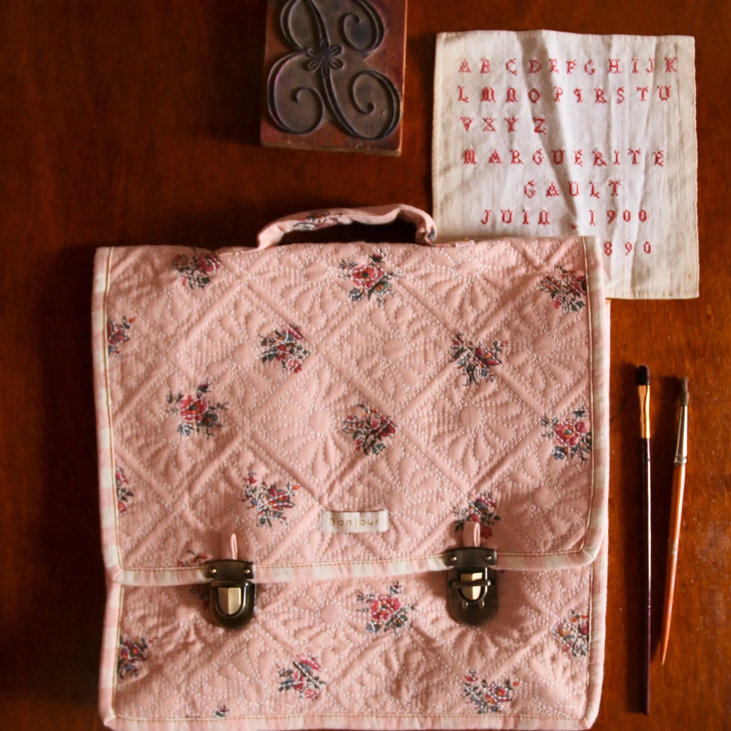 Cartable Pink Garden Flowers Bonjour