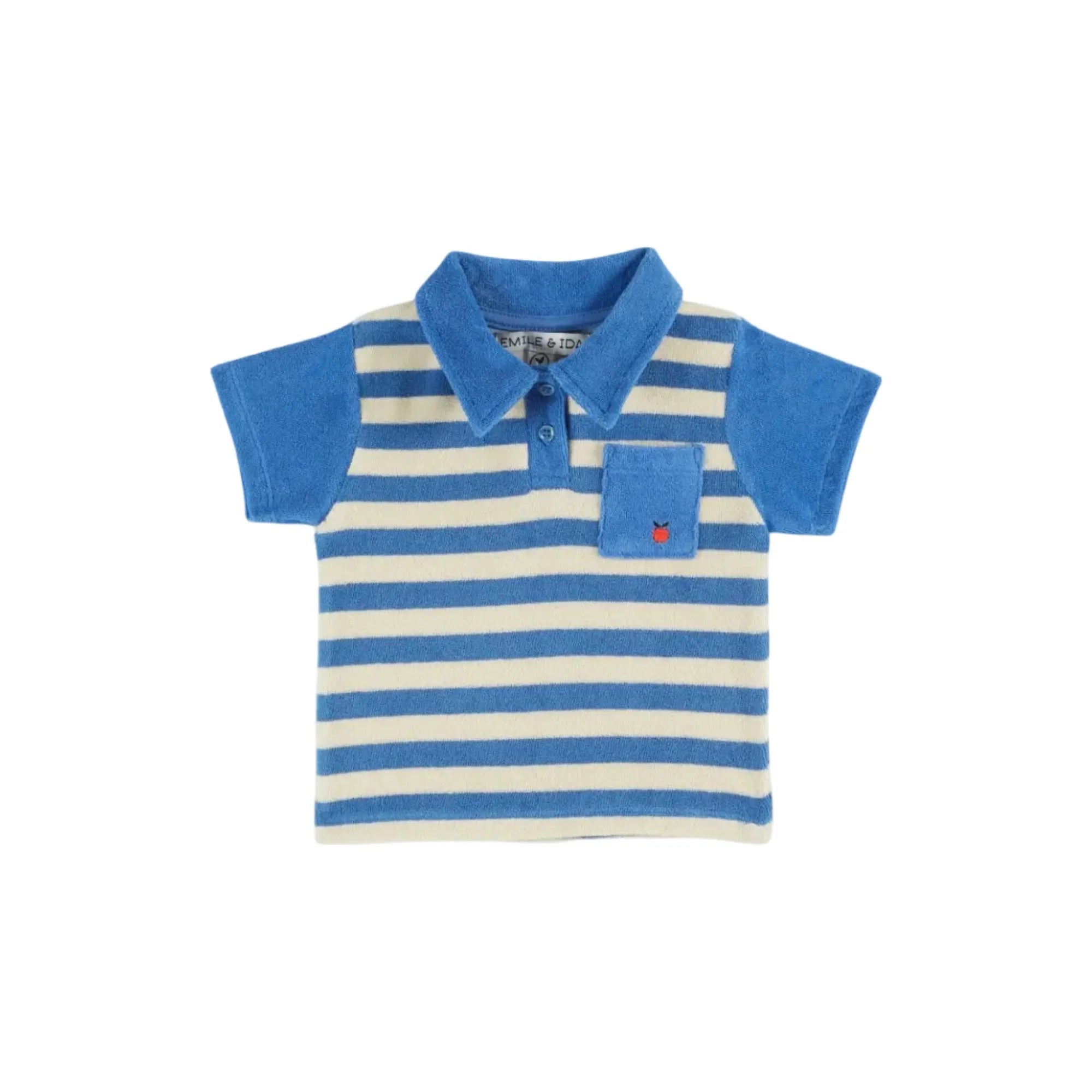Polo Eponge Rayure Bleu et Ecru Emile et Ida