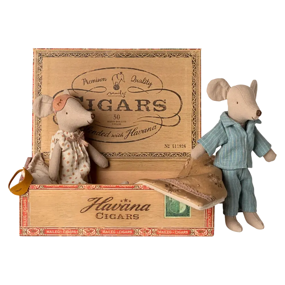 Souris Parents dans Boite à Cigares Maileg
