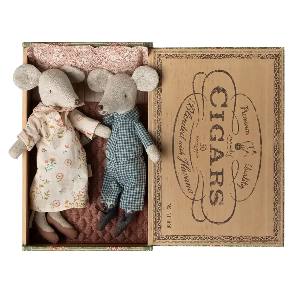 Souris Grands-Parents dans Boîte à Cigares Maileg