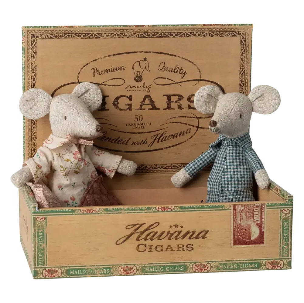 Souris Grands-Parents dans Boîte à Cigares Maileg
