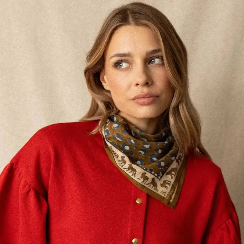 Small Foulard Dupitta Léopard Tapenade Apaches Collections