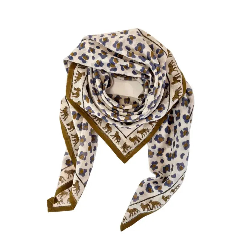 Big Foulard Dupatta Léopard Macadamia Apaches Collections
