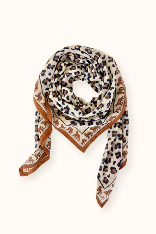 Big Foulard Dupatta Léopard Rust Apaches Collections