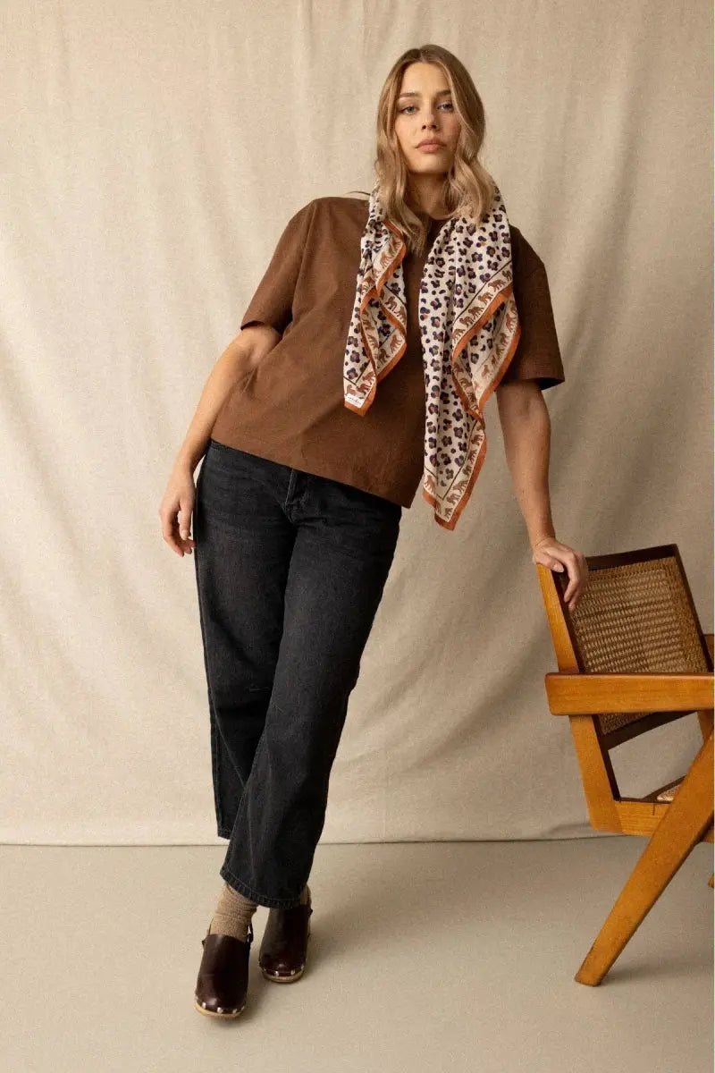 Big Foulard Dupatta Léopard Rust Apaches Collections