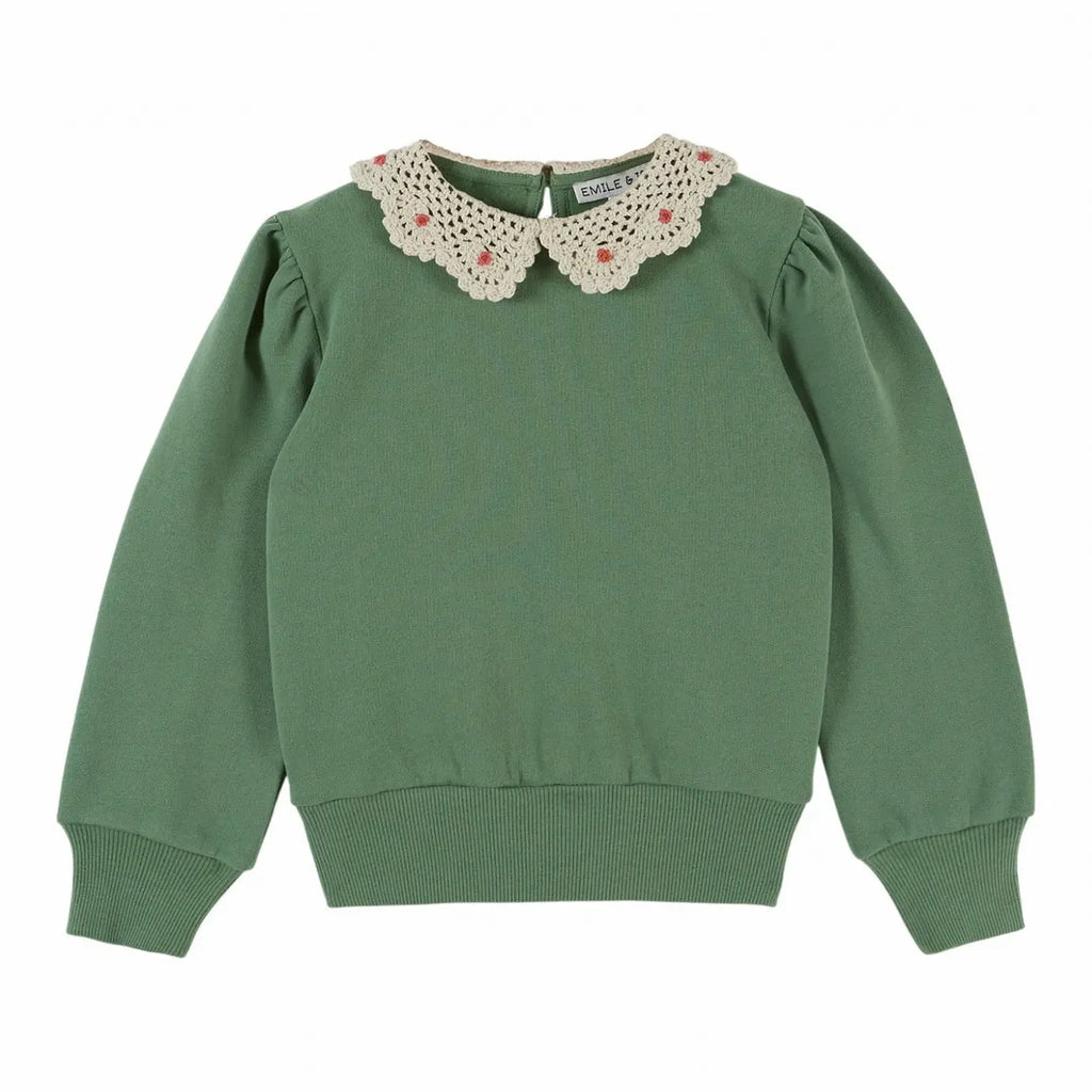 Sweat Col Crochet | Vert Olive -  Emile et Ida