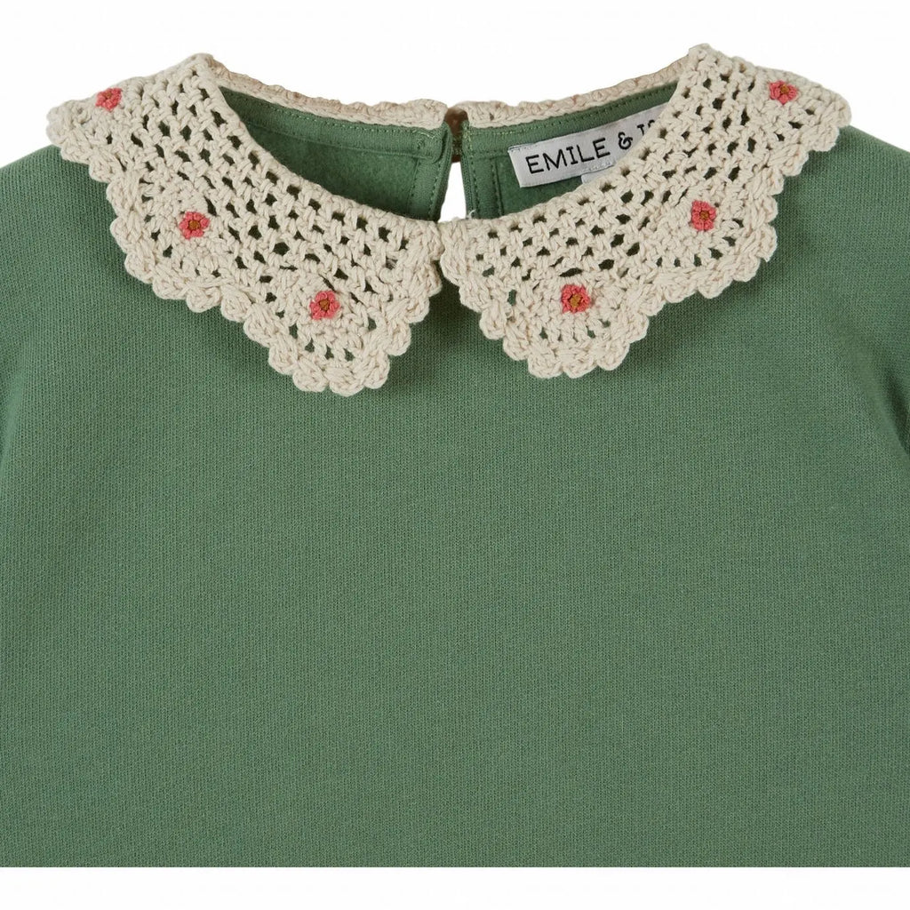 Sweat Col Crochet | Vert Olive -  Emile et Ida