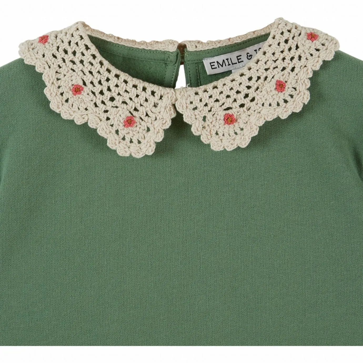 Sweat Col Crochet | Vert Olive -  Emile et Ida
