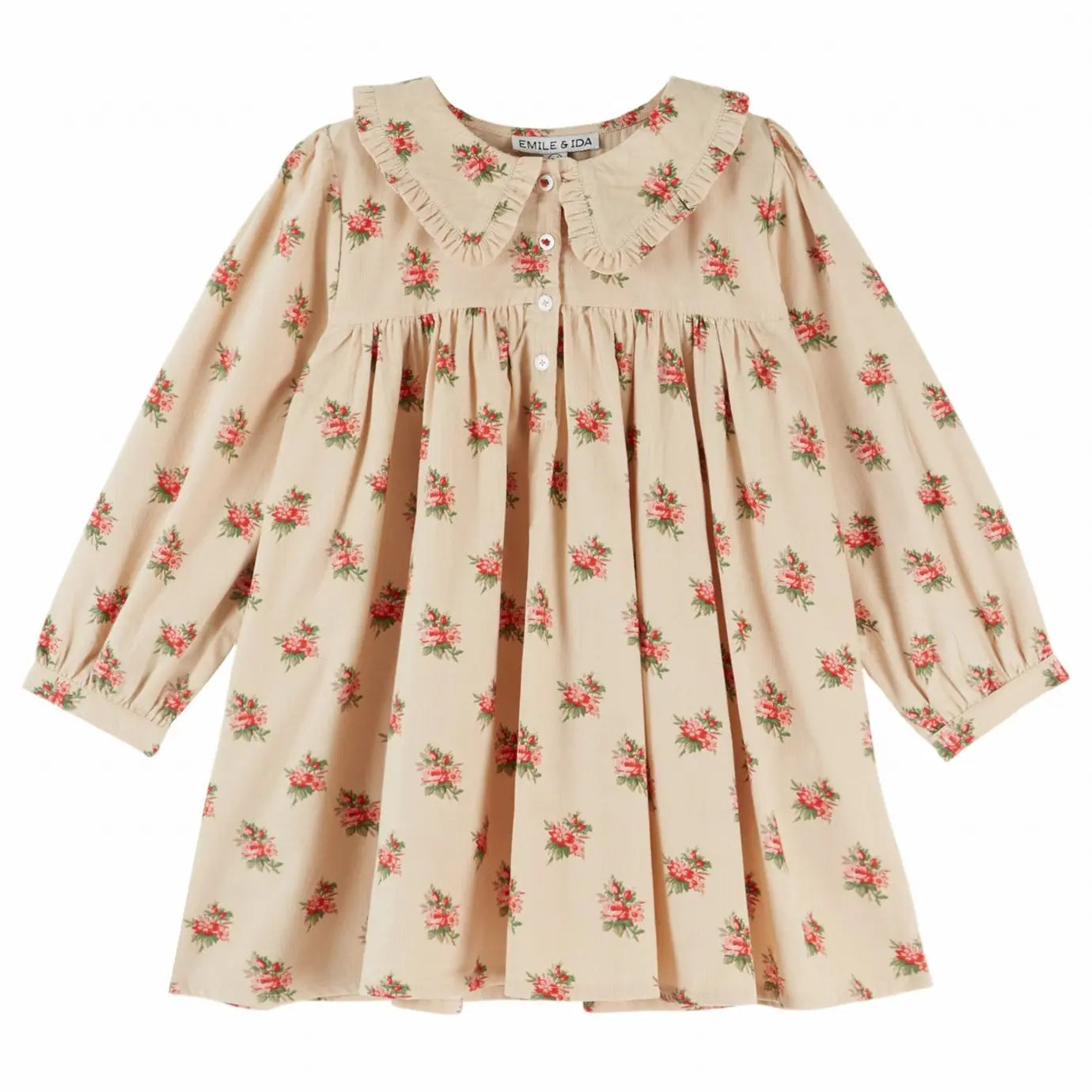 Robe Velours Fleuri | Beige Emile et Ida
