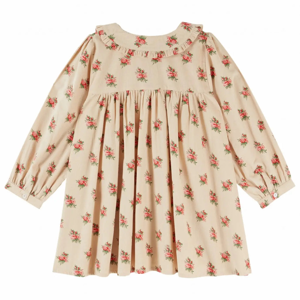 Robe Velours Fleuri | Beige Emile et Ida