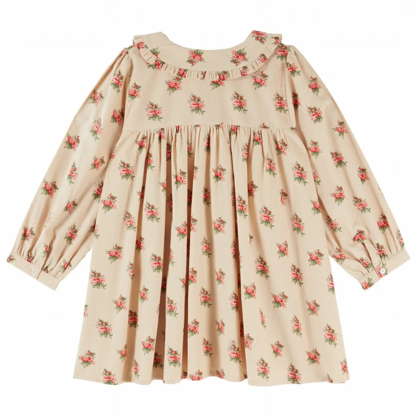Robe Velours Fleuri | Beige Emile et Ida