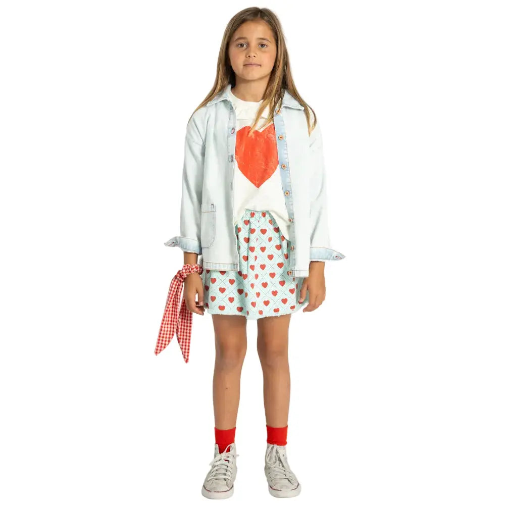 Jupe Coeur Twill Bleu Clair Piupiuchick