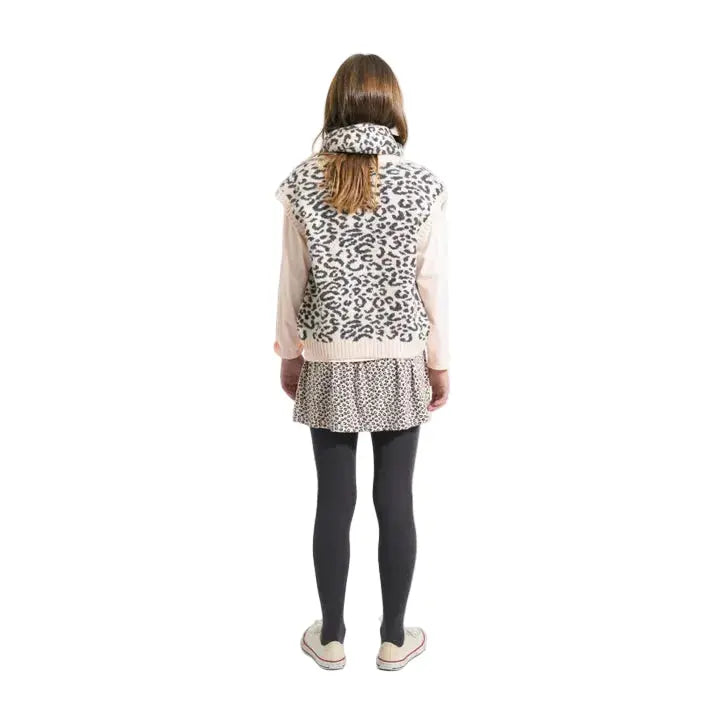 Gilet Sans Manches Léopard Laine / Rose pâle Piupiuchick