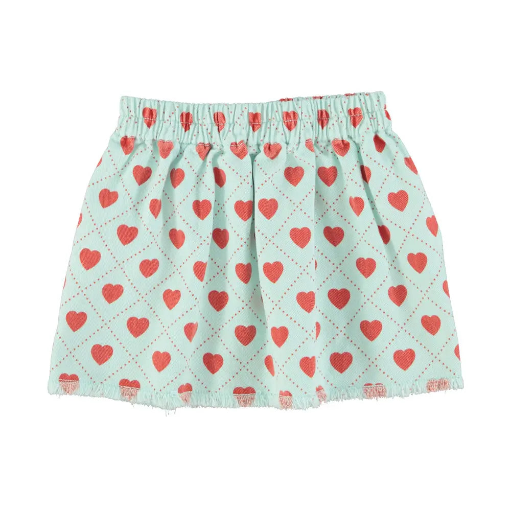 Jupe Coeur Twill Bleu Clair Piupiuchick
