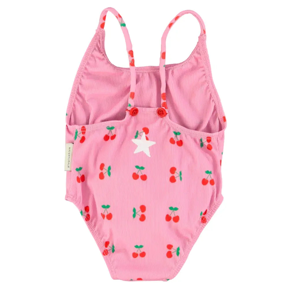 Maillot de Bain Côtelé Cerises Rose Piupiuchick